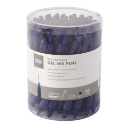 Office Depot® Brand Callisto Retractable Gel Ink Pens, Medium Point, 0.7 mm, Blue Barrels, Blue Ink, Pack Of 50 Pens