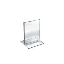 Azar Displays Double-Foot Acrylic Sign Holders, 6" x 5", Clear, Pack Of 10