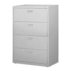 Lorell® 30"W Lateral 4-Drawer File Cabinet, Metal, Light Gray