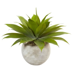 Nearly Natural Agave 24"H Artificial Plant With Sand Colored Bowl, 24"H x 28"W x 28"D, Green
