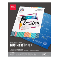 Office Depot® Brand Professional Business Paper, Letter Size (8 1/2" x 11"), 45 Lb, Matte White, Pack Of 150 Sheets
