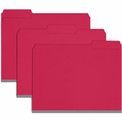 Smead® 1/3-Cut Color Pressboard Tab Folders, Letter Size, 50% Recycled, Bright Red, Box Of 25