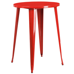 Flash Furniture Commercial Grade 30" Round Metal Indoor-Outdoor Bar Height Table, Red