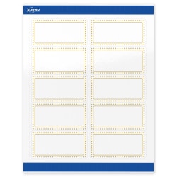 Avery® Printable Labels With Sure Feed® Technology, S00-DJ5-PRWGP10, Rectangle, 2" x 4", Glossy White, Preprinted Gold Border with Gold Dots Design, Pack Of 100