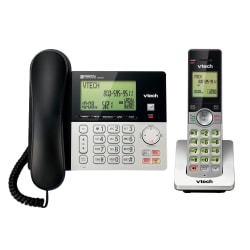 VTech CS6949 DECT 6.0 Standard Phone - Black, Silver - Cordless - Corded - 1 x Phone Line - Speakerphone - Answering Machine - Hearing Aid Compatible