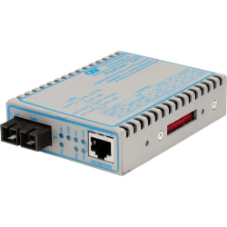 Omnitron FlexPoint 10/100/1000 Gigabit Ethernet Fiber Media Converter RJ45 SC Single-Mode 80km - 1 x 10/100/1000BASE-T; 1 x 1000BASE-ZX; US AC Powered; Lifetime Warranty