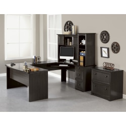 Realspace® Broadstreet 65"W U-Shaped Executive Corner Desk, Walnut