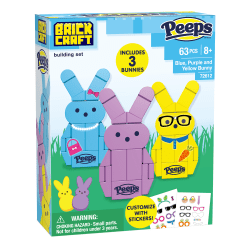 Brickcraft Peeps 3-Pack Bunnies Brick Building Kit, Set Of 63 Pieces