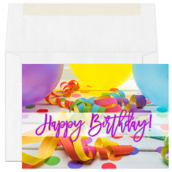 Custom Full-Color All Occasion Cards And Envelopes, 7" x 5", Birthday Party, Box Of 25 Cards