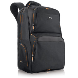 Solo New York Everyday Backpack with 17.3" Laptop Compartment, Black/Orange