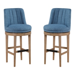 Office Star Rowan Counter Height Spindle Stools, Navy/Medium Oak, Set Of 2 Stools