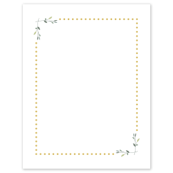 Avery® Printable Cards, S00-DPH-PRMWC10, Rectangle, 8-1/2" x 11", Matte White, Preprinted Green Florals with Gold Dots Design, Pack Of 10