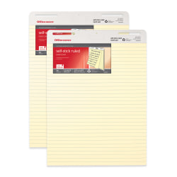 Office Depot® Brand Bleed Resistant Self-Stick Easel Pads, 25" x 30", 40 Sheets, 30% Recycled, Yellow, Pack Of 2