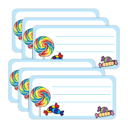 Creative Shapes Etc. Nametags, 1-5/8" x 3-1/4", Candy, 36 Nametags Per Pack, Bundle Of 6 Packs