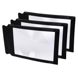 TickiT Sheet Magnifiers, 8-3/4" x 5-1/2", Black, All Ages, Pack Of 3 Magnifiers