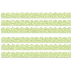 Carson Dellosa Education Scalloped Border, Crafty and Cool Light Green with Dots, 39 Feet Per Pack, Set Of 6 Packs