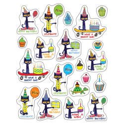 Teacher Created Resources® Stickers, Pete the Cat® Happy Birthday, 120 Stickers Per Pack, Set Of 12 Packs