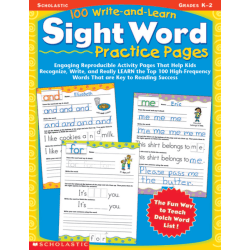 Scholastic 100 Write & Learn Sight Word Practice Pages