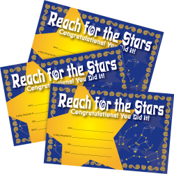 Barker Creek Awards, 8-1/2" x 5-1/2", Reach For The Stars, Set Of 90 Awards