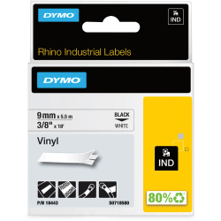 DYMO IND - Vinyl - adhesive - black on white - Roll (0.35 in x 16.4 ft) 1 cassette(s) label tape - for LabelMANAGER 210, 280, 360, 420, PnP; Rhino 4200, 5200; RhinoPRO 6000