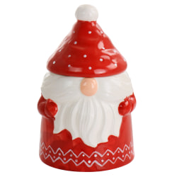 Gibson Home Happy Gnome Durastone Cookie Jar, 7-1/2", Red