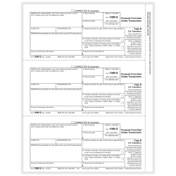 ComplyRight® 1099-S Tax Forms, Transfer or Copy B, 3-Up, 8-1/2" x 11", Pack Of 150 Forms