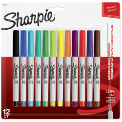 Sharpie® Permanent Ultra-Fine Point Markers, Assorted Colors, Pack Of 12 Markers