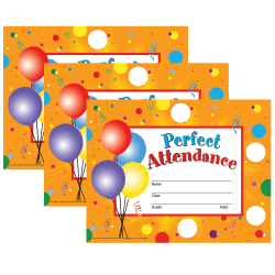 Hayes Certificates, 8-1/2" x 11", Perfect Attendance & Reward Seals, 30 Certificates And 160 Seals Per Pack, Set Of 3 Packs