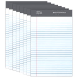 Office Depot® Brand Professional Perforated Pads, 5" x 8", Narrow Ruled, 50 Sheets Per Pad, White, Pack Of 8 Pads