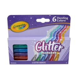 Crayola® Glitter Markers, Bullet Point, Assorted Colors, Pack Of 6
