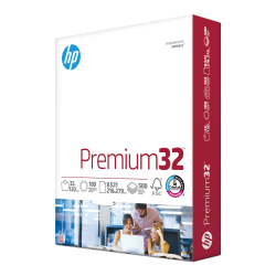 HP Premium32 Copy Paper, Smooth, Letter Size (8 1/2" x 11"), 32 Lb, Ream Of 500 Sheets