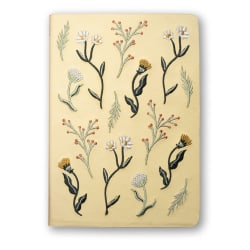 Denik Hardcover Journal, 5-3/4" x 8-1/4", 144 Pages, Autumn Garden Embroidered/Yellow