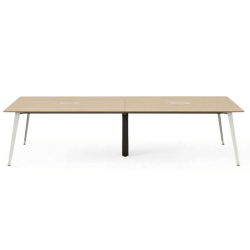 Branch Furniture Rectangle Conference Table, 30"H x 118"W x 48"D, Woodgrain Top/White Base