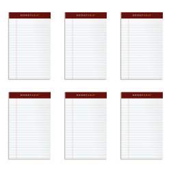 TOPS™ Docket™ Writing Tablet, 5" x 8", Jr. Legal Rule, White, 50 Sheets Per Pad, Pack Of 6 Pads