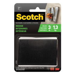 Scotch® Recloseable Fasteners, Black, 2" x 3" Strips, Pack Of 3