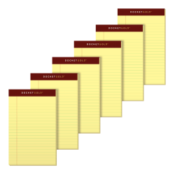 TOPS™ Docket Gold™ Premium Writing Pads, 5" x 8", Jr. Legal Rule, Canary, 50 Sheets Per Pad, Pack Of 6 Pads