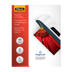 Fellowes® Thermal Laminating Pouches, 9" x 11-1/2", Clear, Pack of 200 Pouches