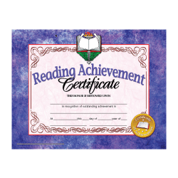 Hayes Publishing Certificates, Reading Achievement, 8 1/2" x 11", Multicolor, Pre-K To Grade 12, Pack Of 30