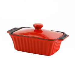 Crock-Pot Denhoff Non-Stick Ribbed Casserole Dish, 8-1/2", Red