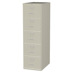 Lorell® Fortress 26-1/2"D Vertical 5-Drawer Legal-Size File Cabinet, Metal, Putty