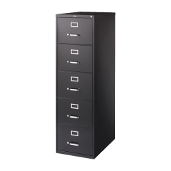 Lorell® Fortress 26-1/2"D Vertical 5-Drawer Legal-Size File Cabinet, Black