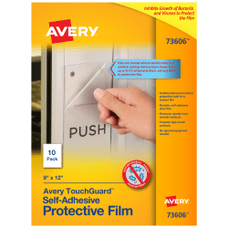Avery® TouchGuard 73606 Protective Film Sheets, 9"H x 12"W, Pack Of 10 Sheets