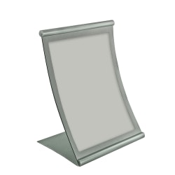 Azar Displays Curved Metal-Frame Sign Holder, 14" x 8 1/2", Silver