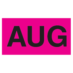 Tape Logic® Permanent Inventory Label Roll, DL6842, Month-Style, "AUG," 6" x 3", Pink, Roll Of 500