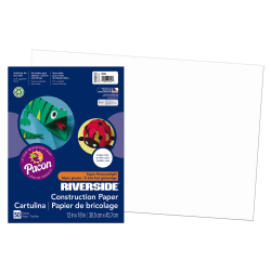 Riverside® Groundwood Construction Paper, 100% Recycled, 12" x 18", White, Pack Of 50