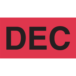 Tape Logic® Permanent Inventory Label Roll, DL6922, Month-Style, "DEC," 6" x 3", Red, Roll Of 500