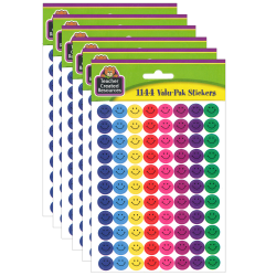 Teacher Created Resources® Mini Stickers, Happy Face, 1,144 Per Pack, Set Of 6 Packs