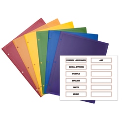 Office Depot® Brand 2-Pocket Poly Portfolios With Subject Labels, Letter Size, Assorted Colors, Pack Of 6