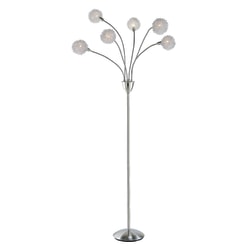 Adesso® Pom Pom Floor Lamp, 68', White Shade/Brushed Steel Base