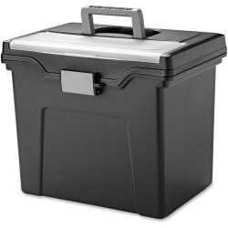IRIS Portable Letter-size File Box - External Dimensions: 13.8" Length x 10.2" Width x 11.7" Height - Media Size Supported: Letter 8.50" x 11" - Buckle Closure - Black - For Pen/Pencil, Business Card, Hanging Folder - 1 Each